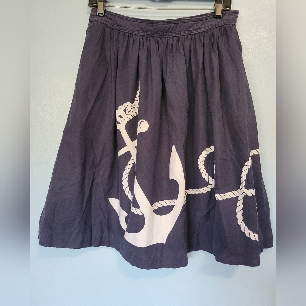 J. Crew Anchor Print Blue Skirt Size 4